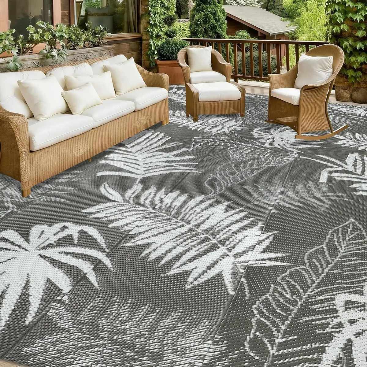 Large Outdoor Rug for Patios Waterproof Reversible - Image 1