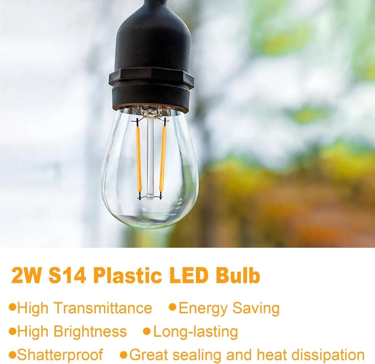 Outdoor String Lights 100FT LED Festoon Garden 30 - Image 2