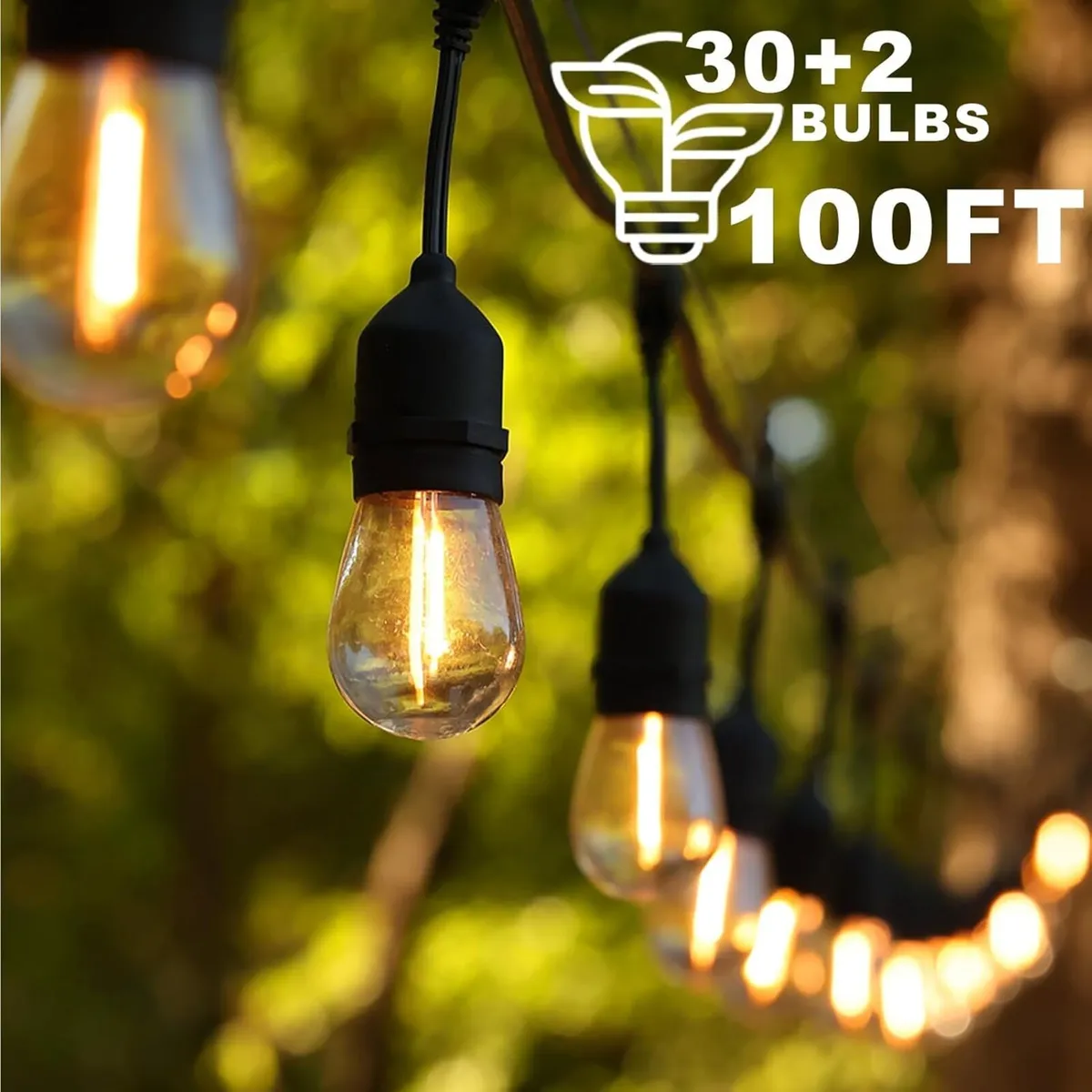Outdoor String Lights 100FT LED Festoon Garden 30 - Image 3
