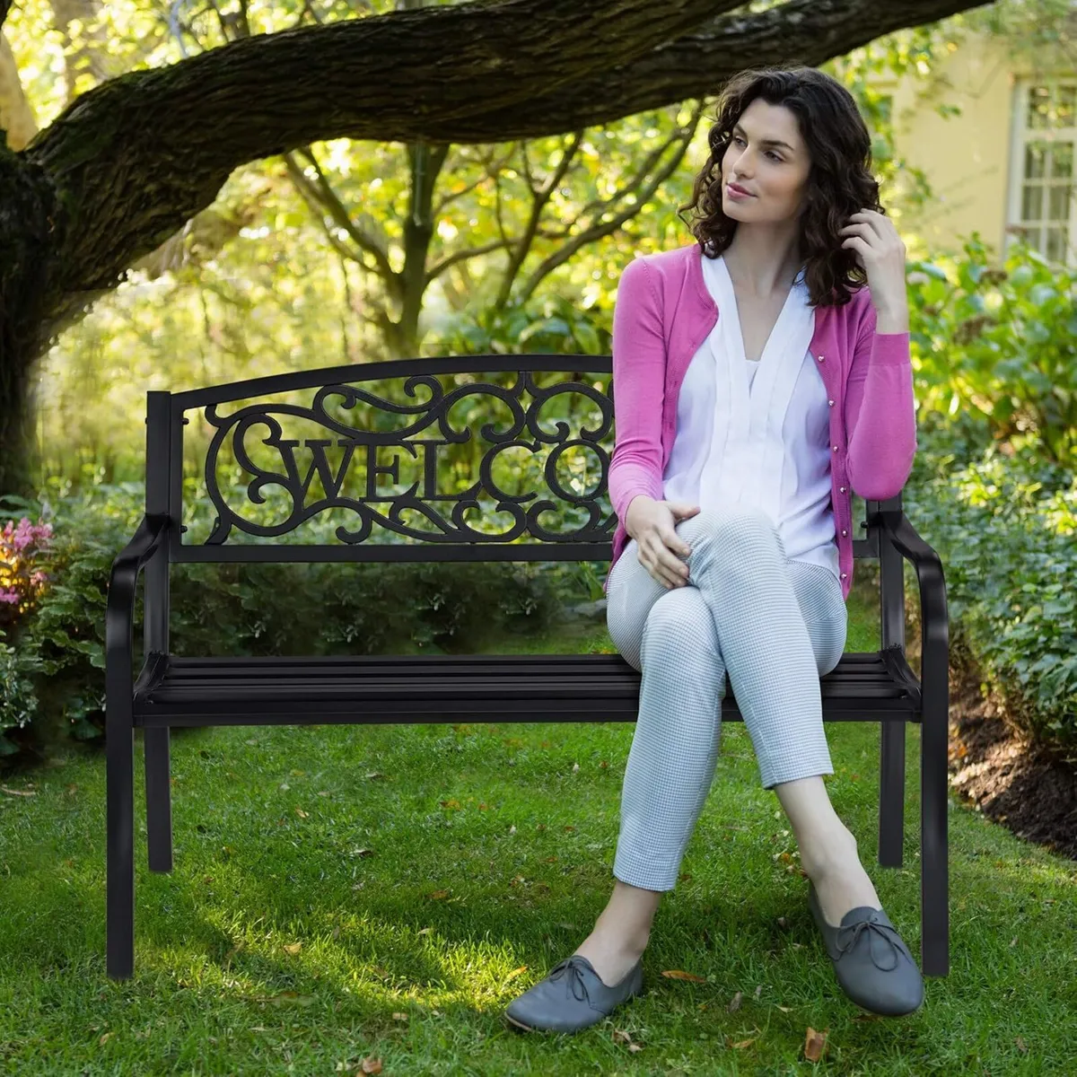 WELCOME garden bench 2 seater sturdy weatherproof - Image 4