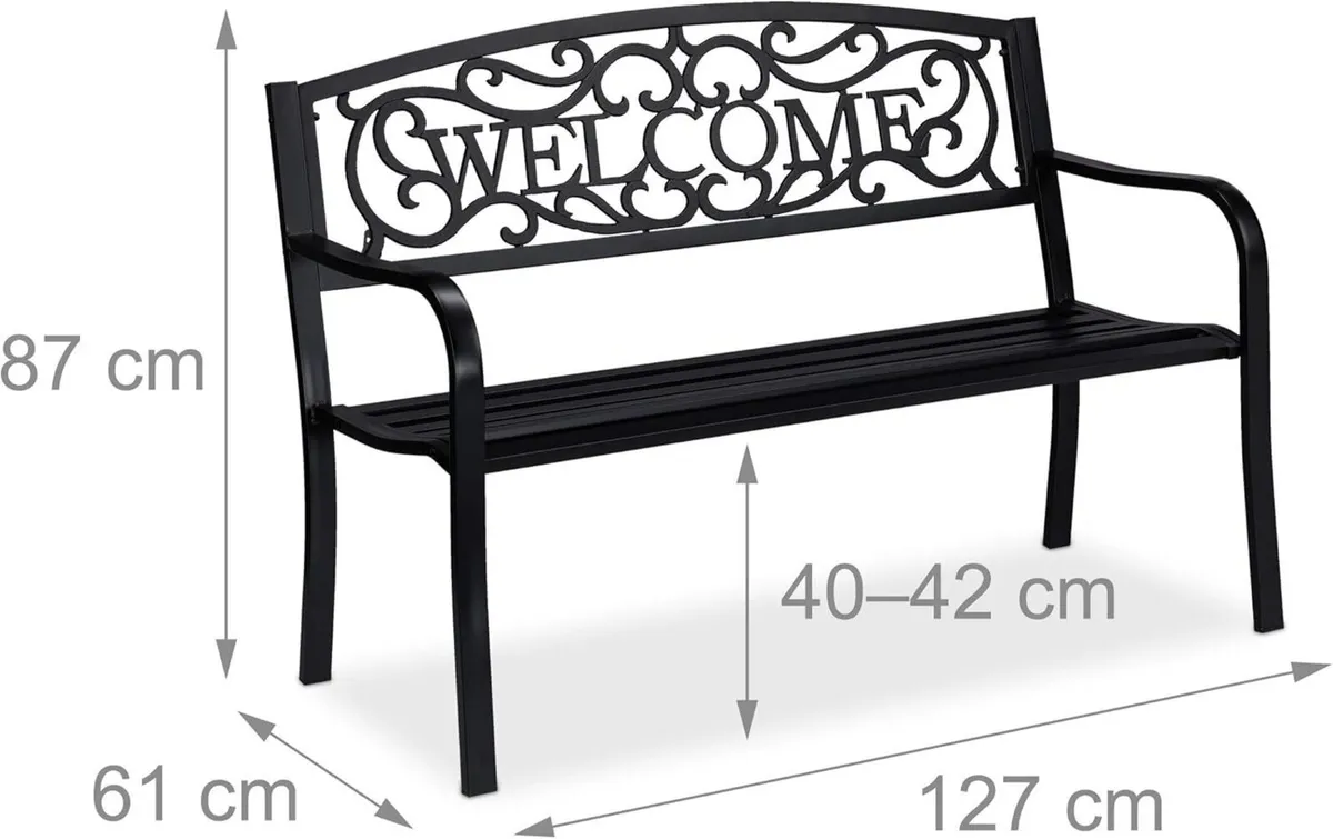 WELCOME garden bench 2 seater sturdy weatherproof - Image 3