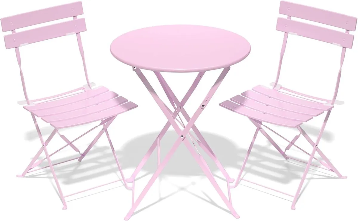Folding Bistro Table and Chairs Set of 2 Balcony - Image 1