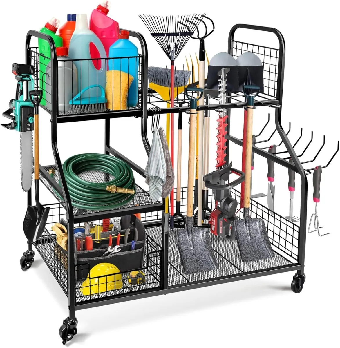 Garden Tool Storage Organizer for Garage 3 Tier - Image 1