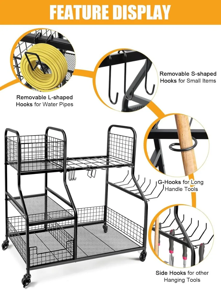 Garden Tool Storage Organizer for Garage 3 Tier - Image 3
