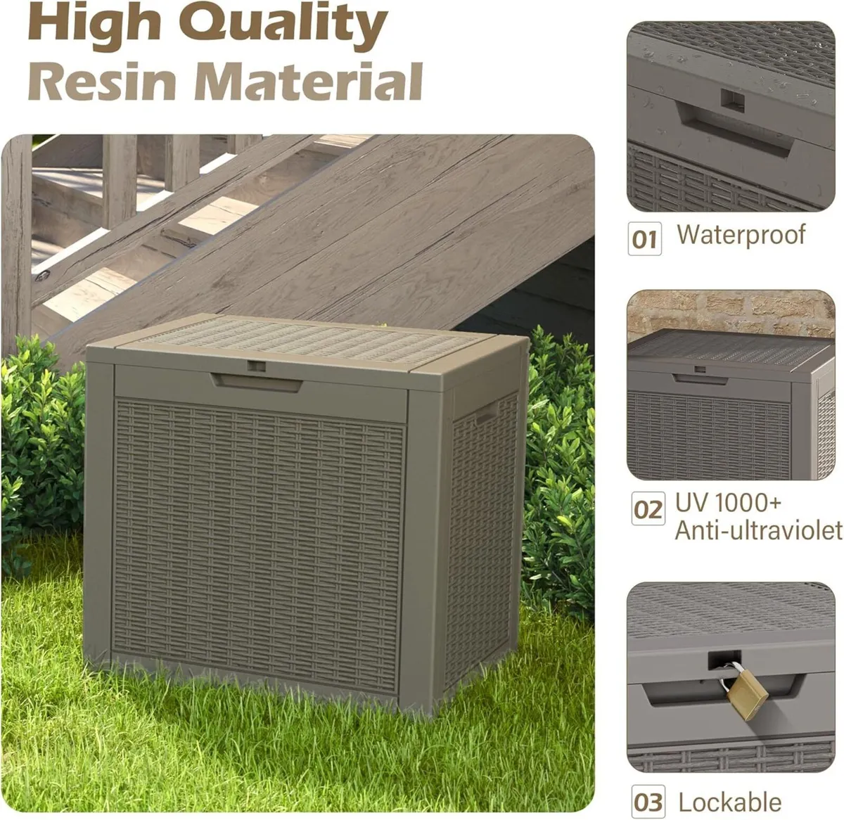 Outdoor Storage Box 30 Gallon Deck with Lockable - Image 3