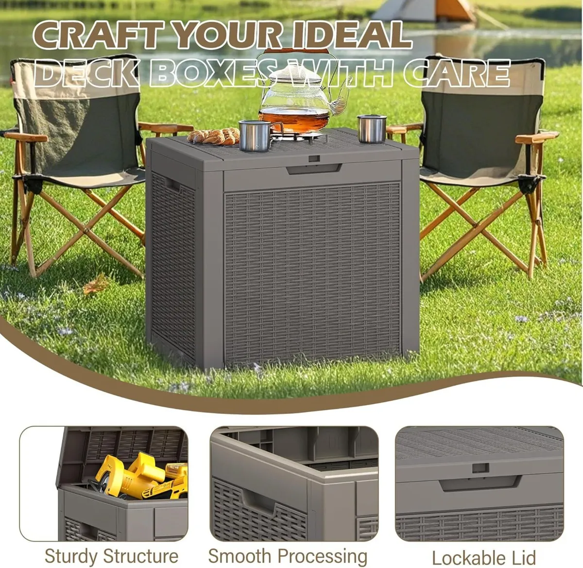Outdoor Storage Box 30 Gallon Deck with Lockable - Image 4