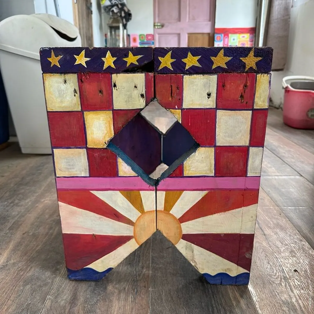 One of a kind handmade side table/chair - Image 1