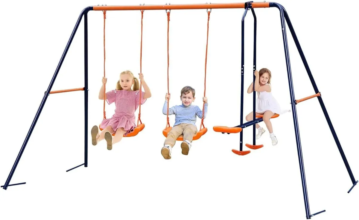 Metal Kids Garden Swing Set for Toddler Heavy-Duty - Image 1
