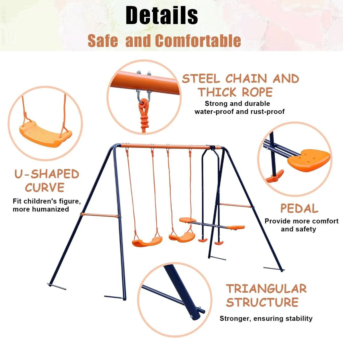 Metal Kids Garden Swing Set for Toddler Heavy-Duty - Image 4