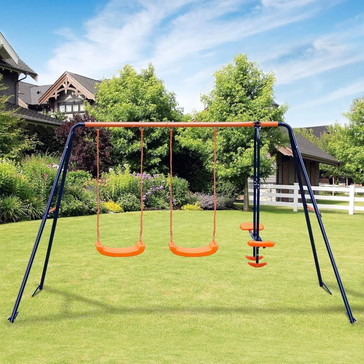 Metal Kids Garden Swing Set for Toddler Heavy-Duty - Image 2