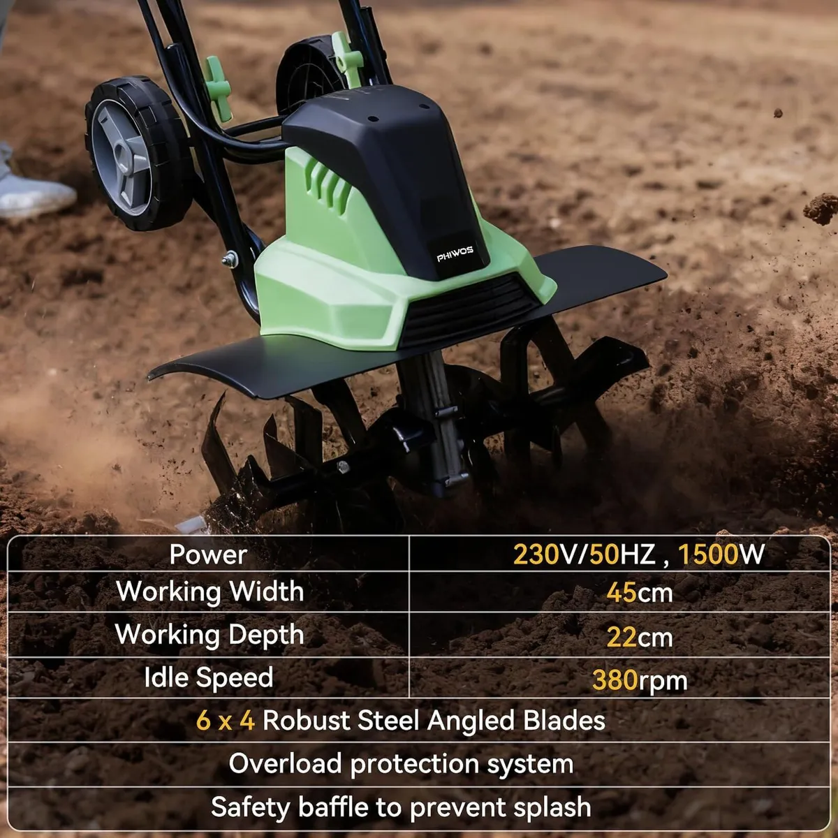 1500W Electric Garden Tiller Cultivator Rotovator - Image 2
