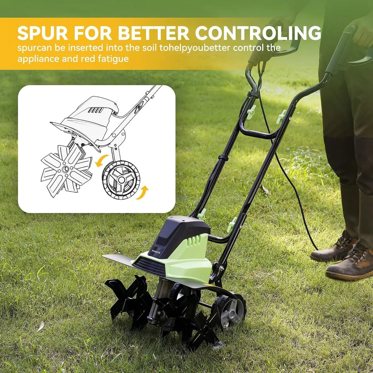 1500W Electric Garden Tiller Cultivator Rotovator - Image 3