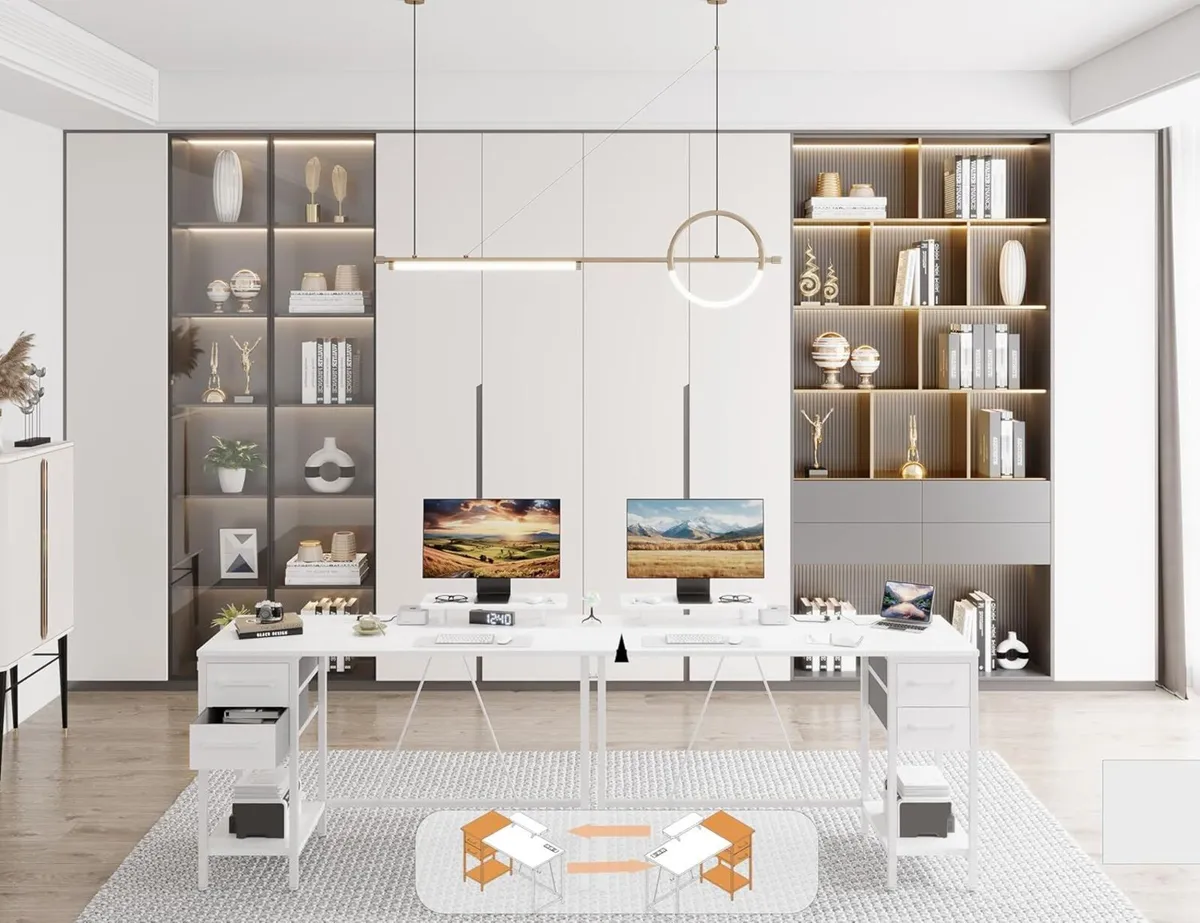 100cm Computer Desk with Drawers Power Outlets - Image 2