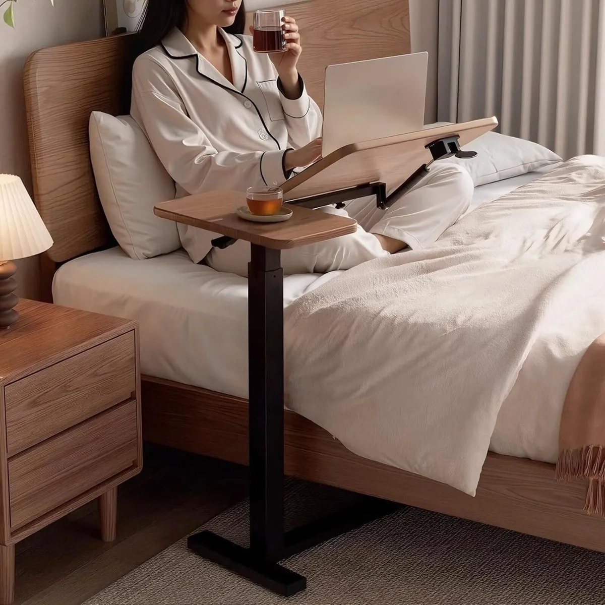 C Shaped Side Table Adjustable Height with Hidden - Image 2