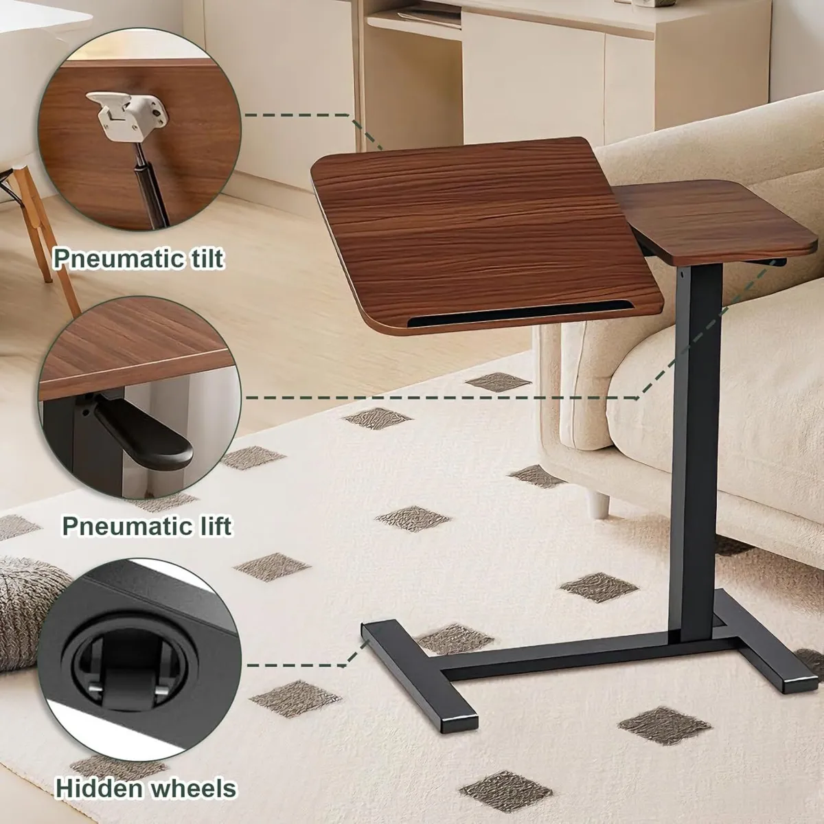 C Shaped Side Table Adjustable Height with Hidden - Image 4