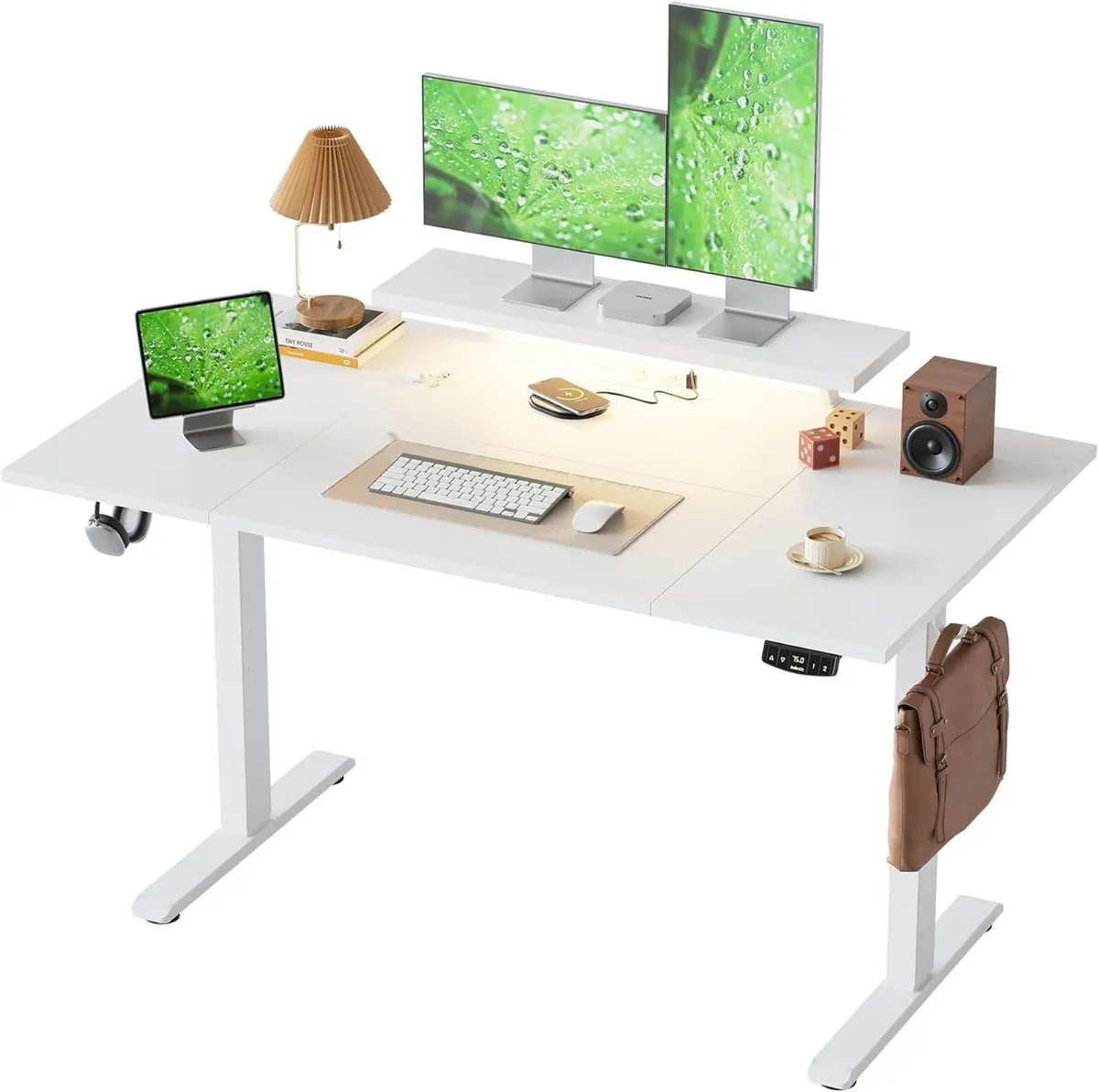Height Adjustable desk with LED Lights and Power - Image 1