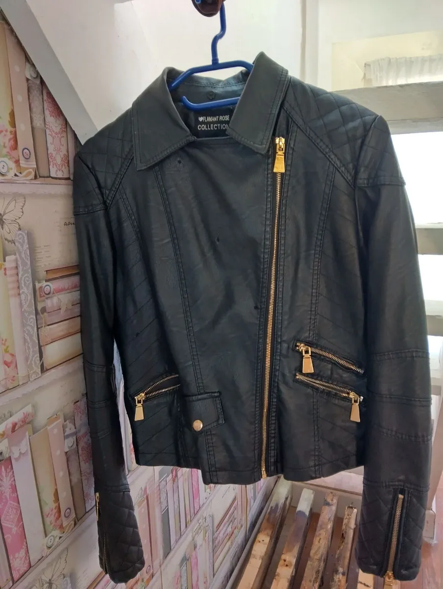 Black bikers' styles ladies jacket - Image 1