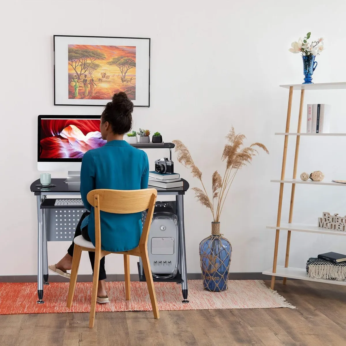 Computer Desk Glass Keyboard Tray Shelf For - Image 2