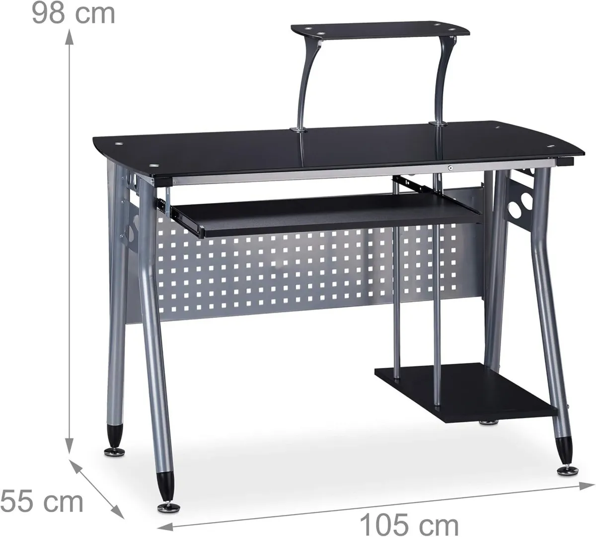 Computer Desk Glass Keyboard Tray Shelf For - Image 3