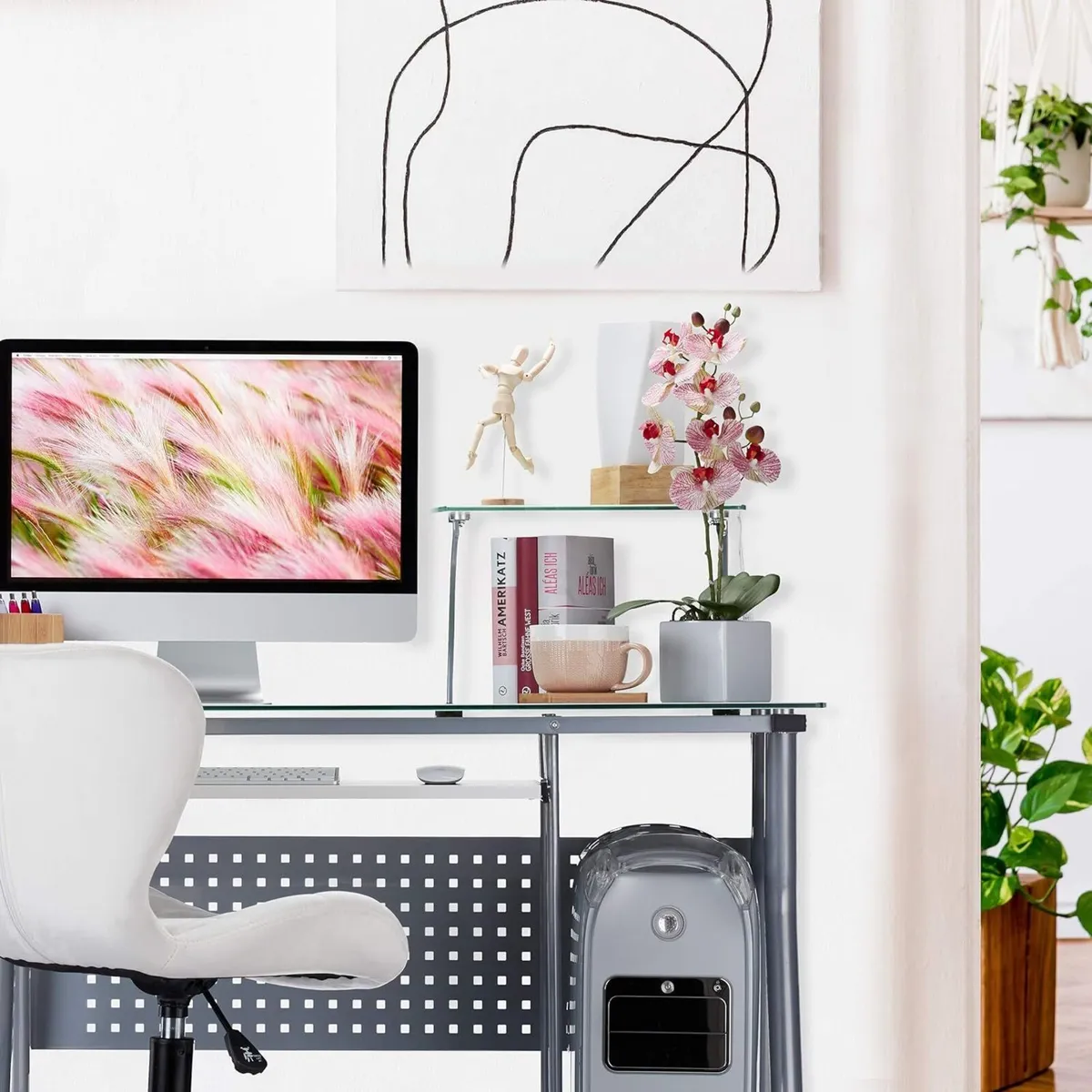 Computer Desk Glass Keyboard Tray Shelf For - Image 4
