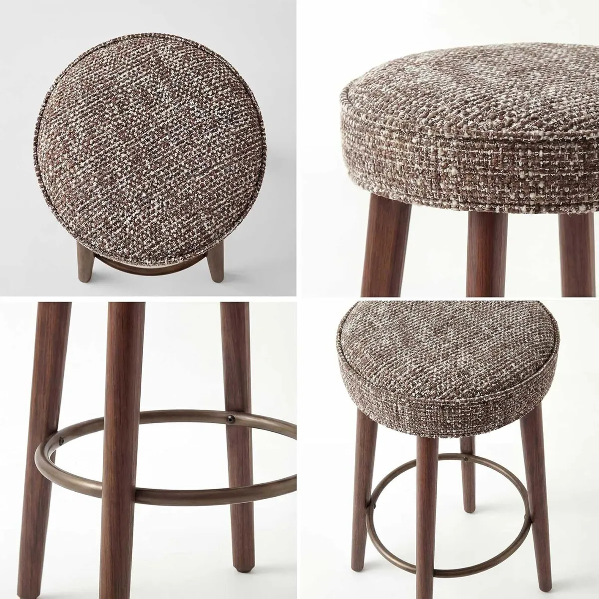 Set of 2 Chenille Bar Stools 68cm Counter Height - Image 3