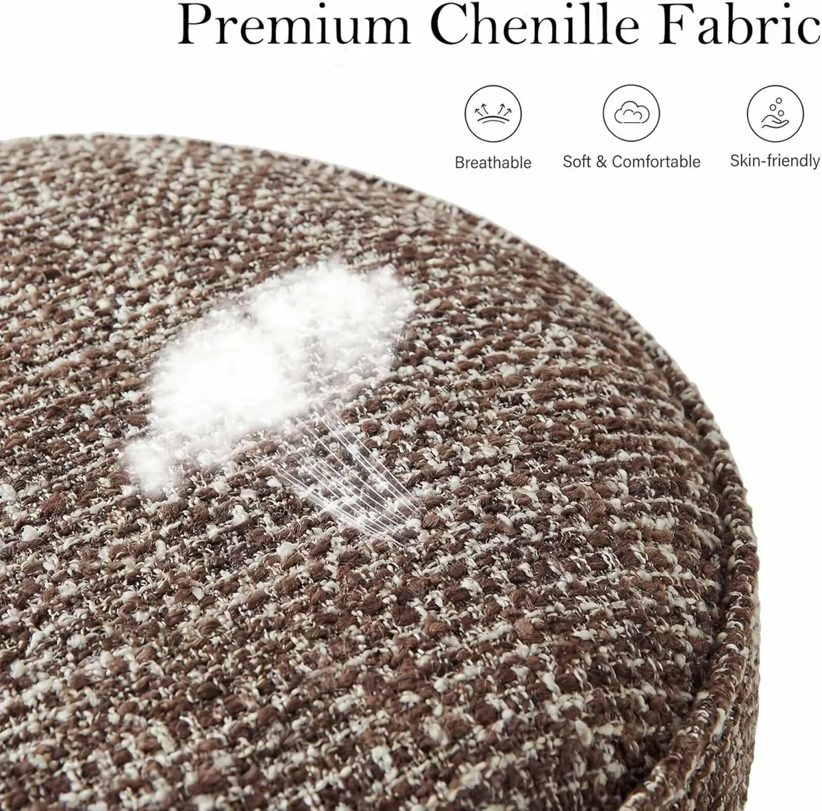 Set of 2 Chenille Bar Stools 68cm Counter Height - Image 4