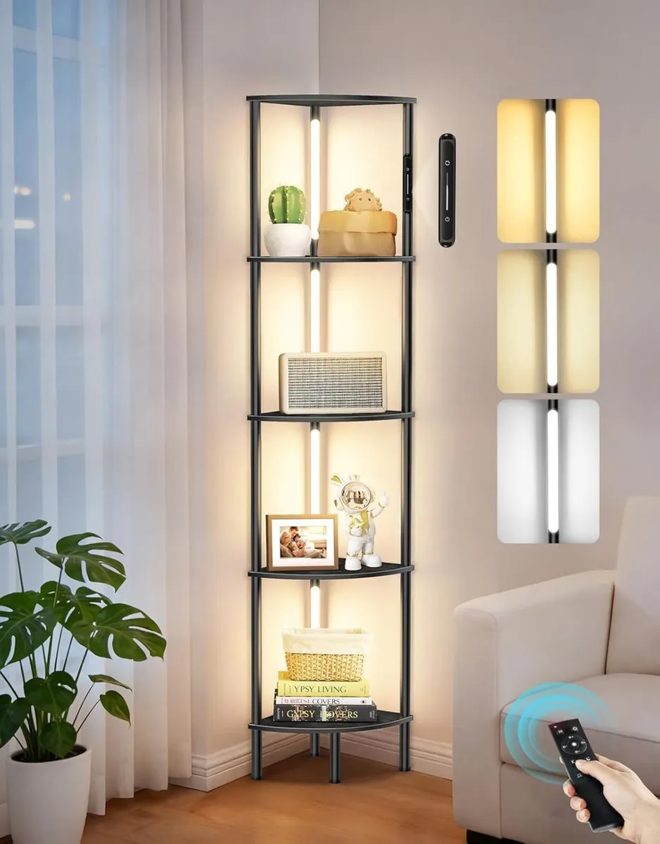 LED Floor Lamp with Shelves Touch Remote Control - Image 1