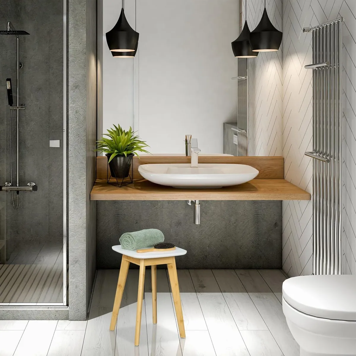 Bamboo Stool for Kitchen Hallway Bathroom HxWxD: - Image 4