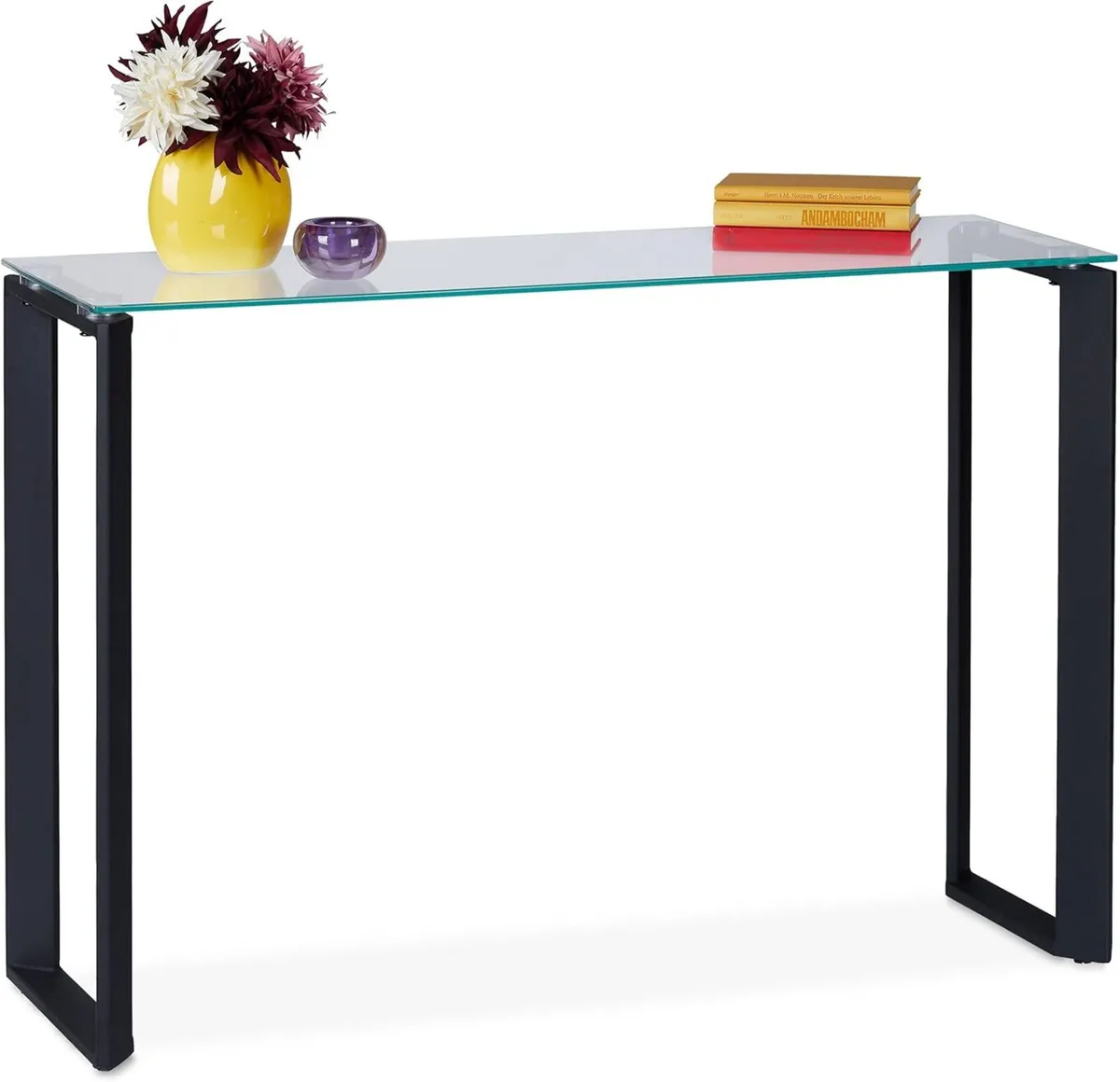 console table with glass tabletop hallway - Image 1