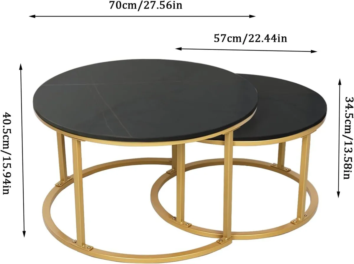 2 x Round Sintered Stone With Metal Golden Frame - Image 2