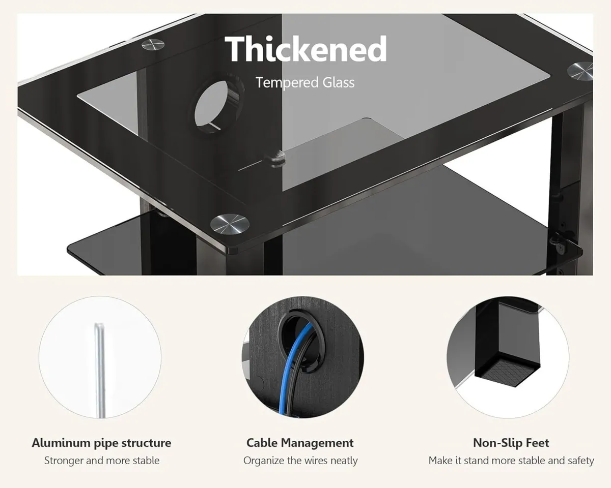 Hifi Stand 4 Tiers Glass TV Rack Cabinet with - Image 4