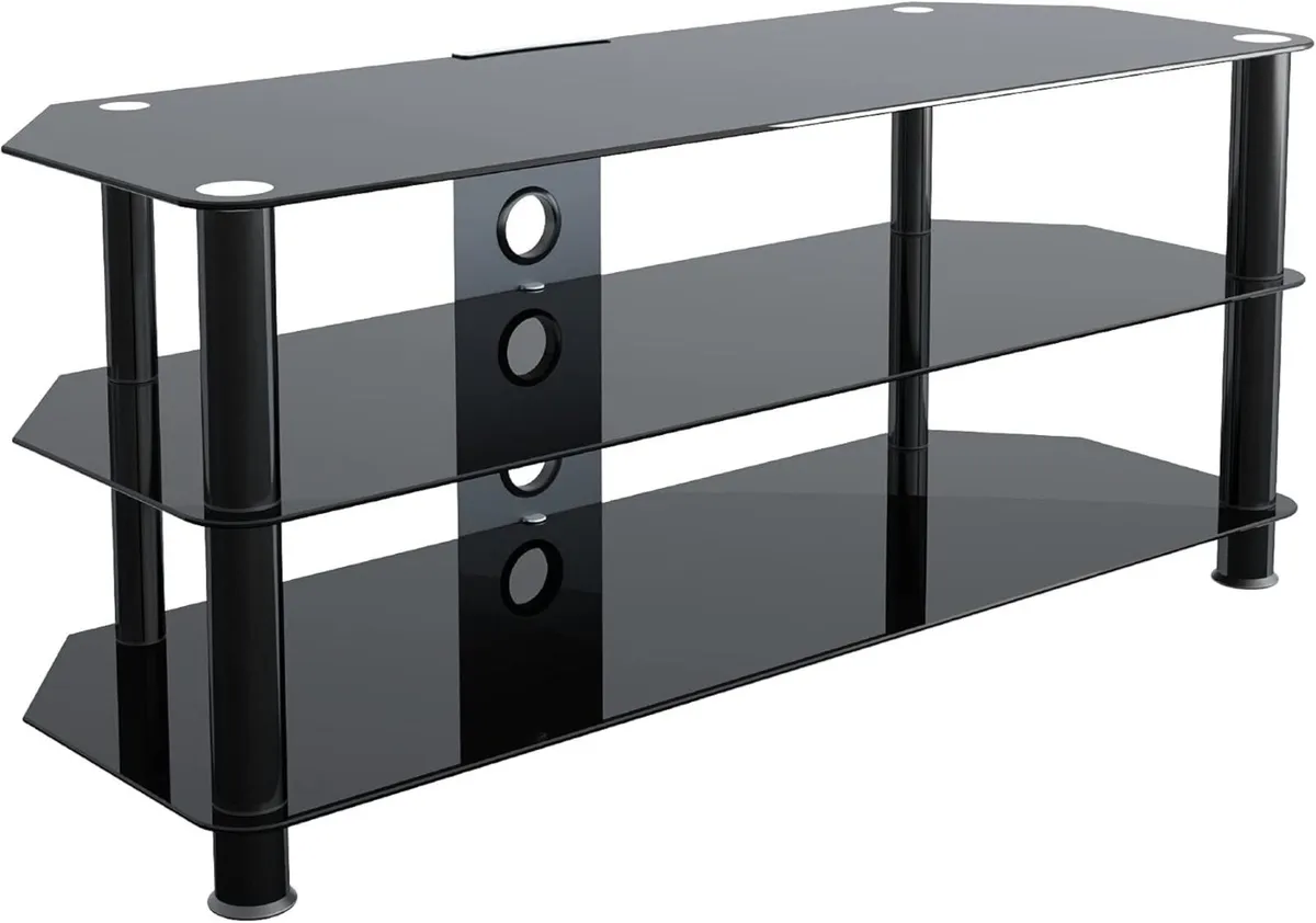 King Black Glass TV Stand for 20-55 Inch LCD/LED/P - Image 1
