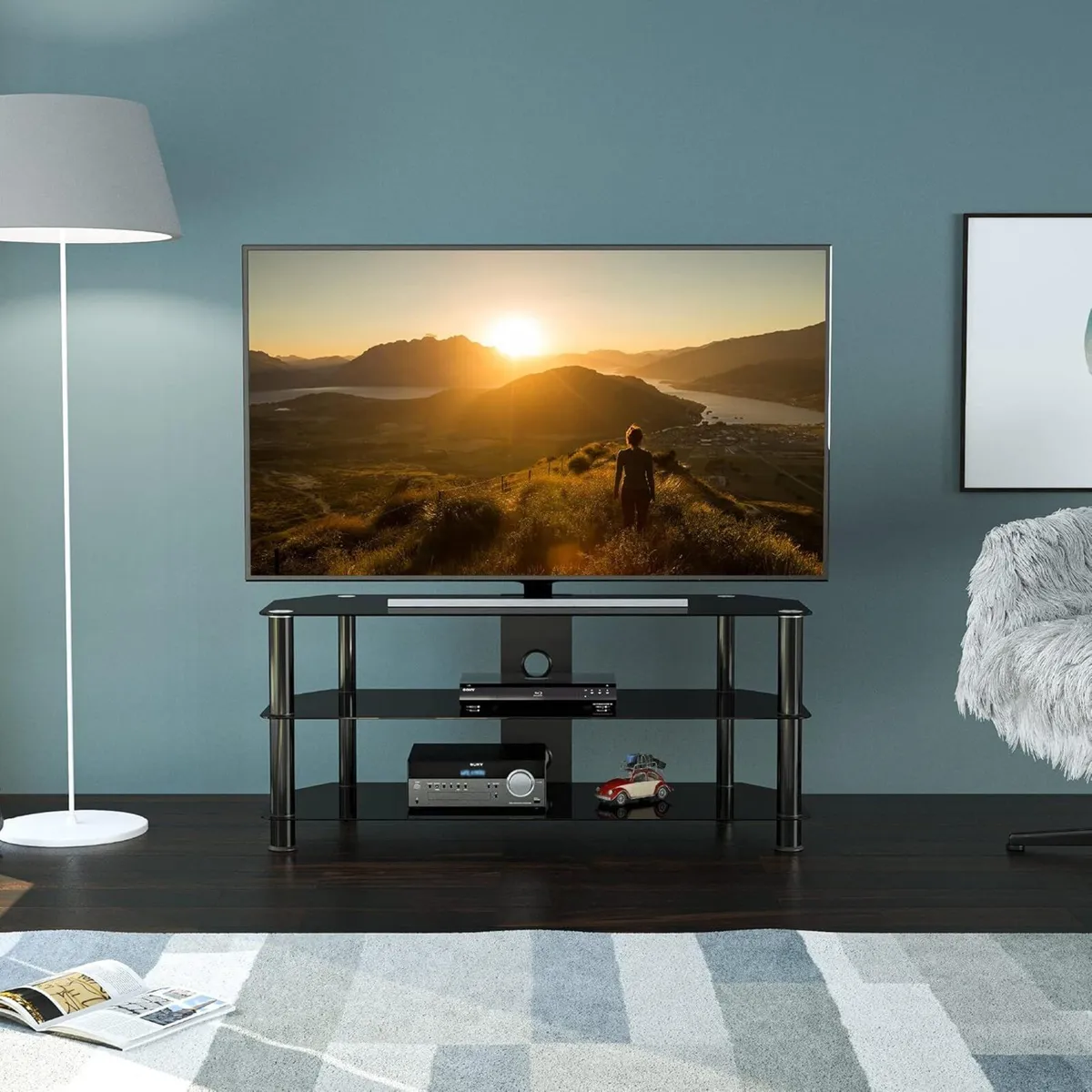 King Black Glass TV Stand for 20-55 Inch LCD/LED/P - Image 3