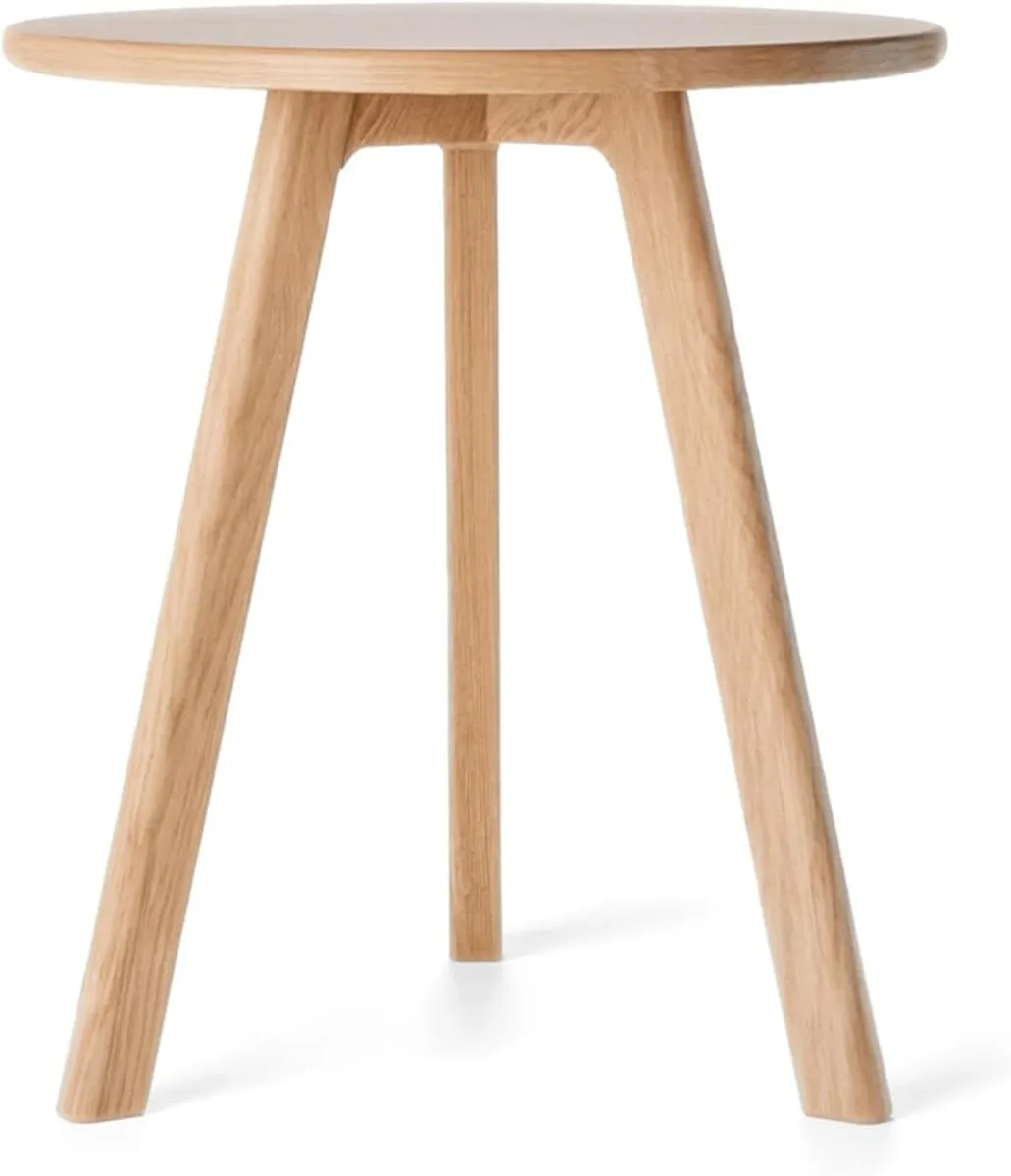 Round Side Table 100% Solid Oak Wood Occasional - Image 1