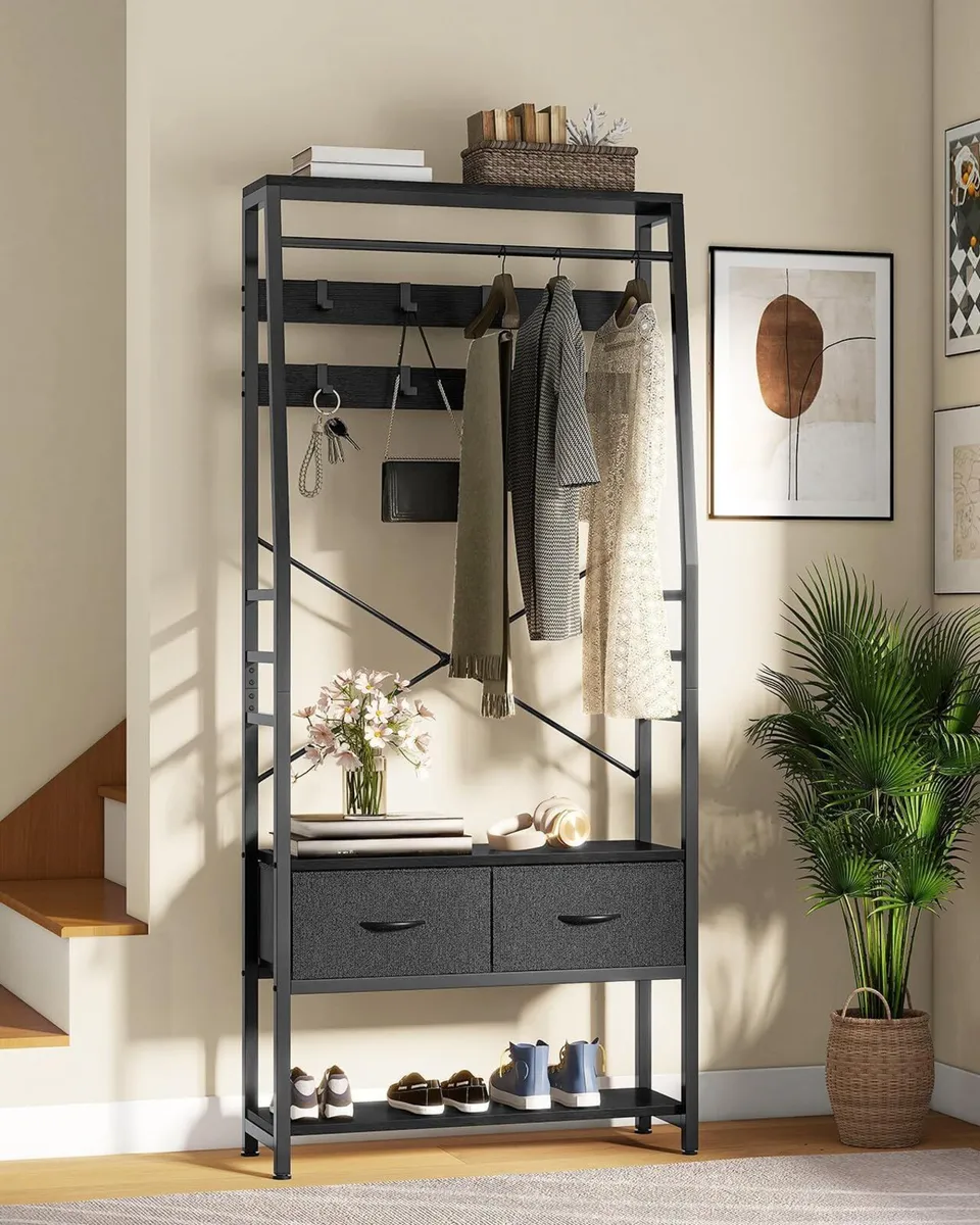 Coat Rack Stand with Shoe Storage Floorstanding - Image 1