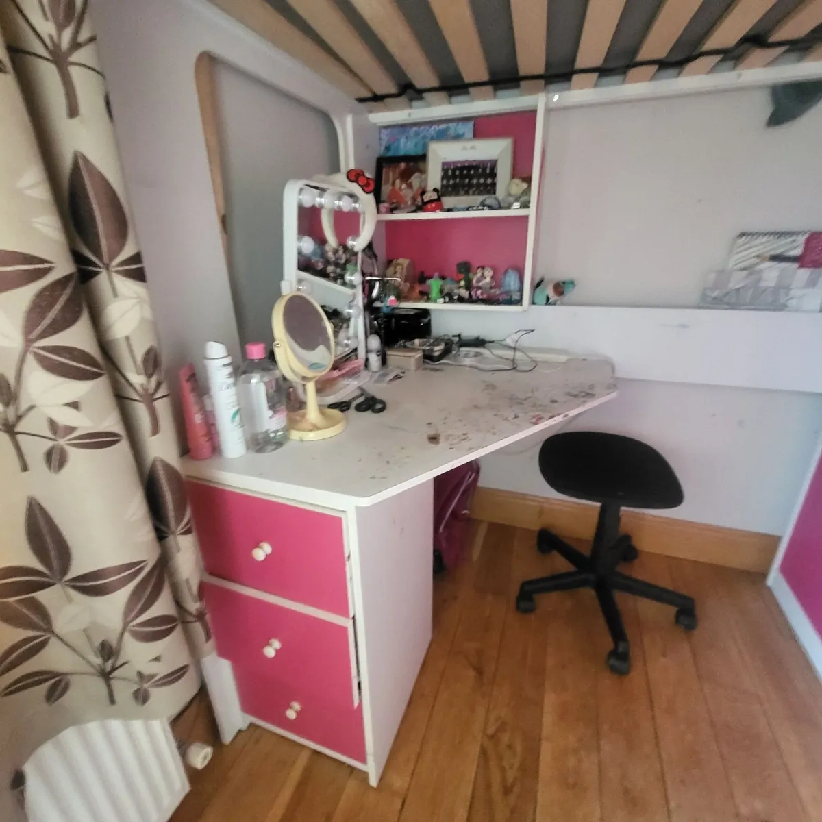 High sleeper bed with wardrobe and desk - Image 3