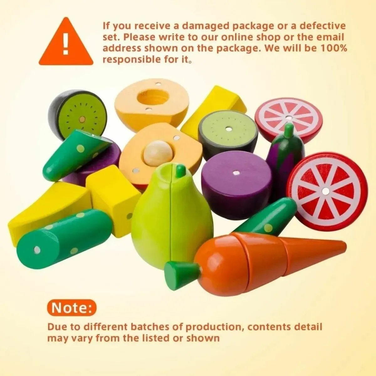 Wooden Play Food Fruit Veg Set Kids Kitchen - Image 3