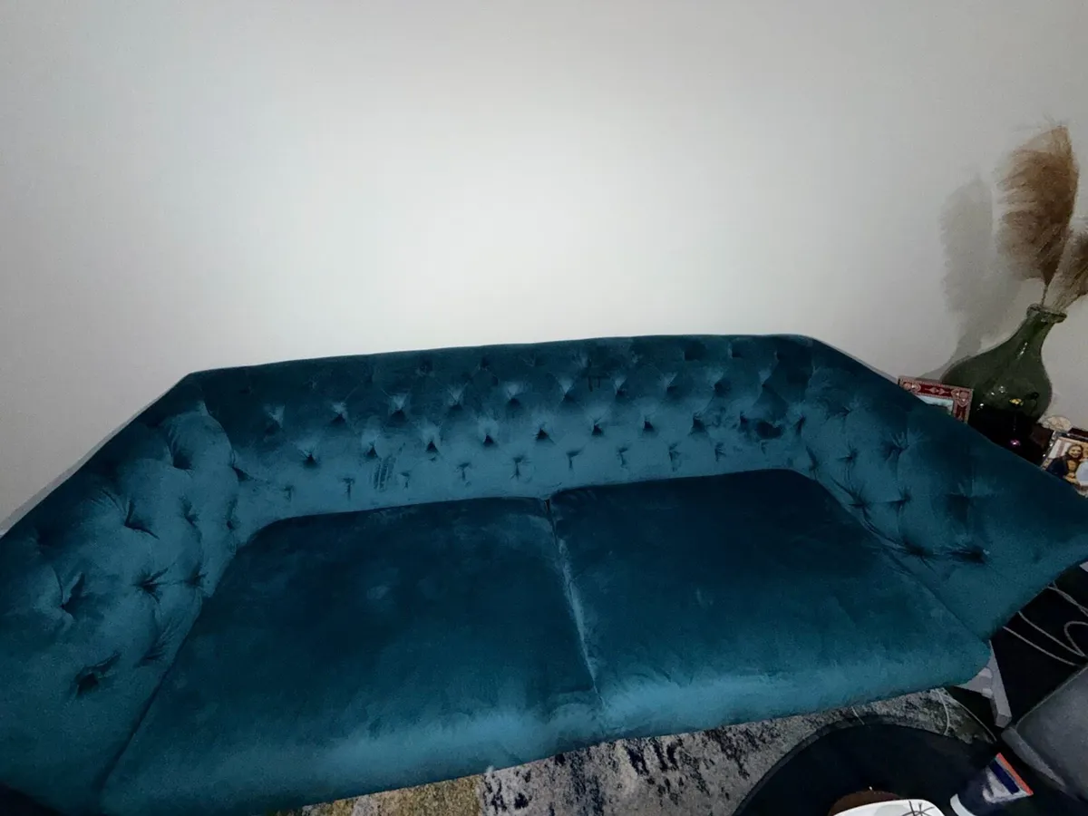 EZ living Teal Velvet Sofa - Image 1