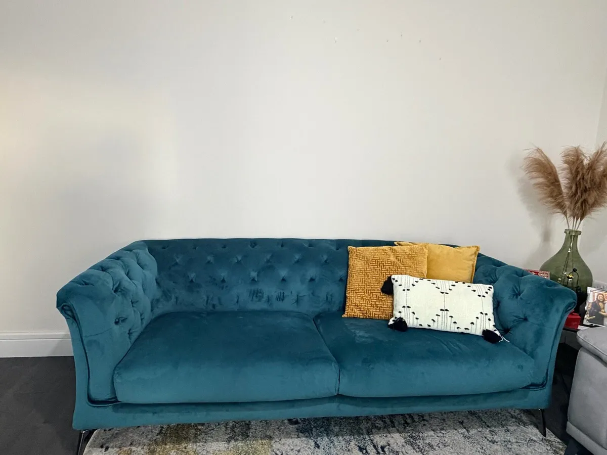 EZ living Teal Velvet Sofa - Image 2