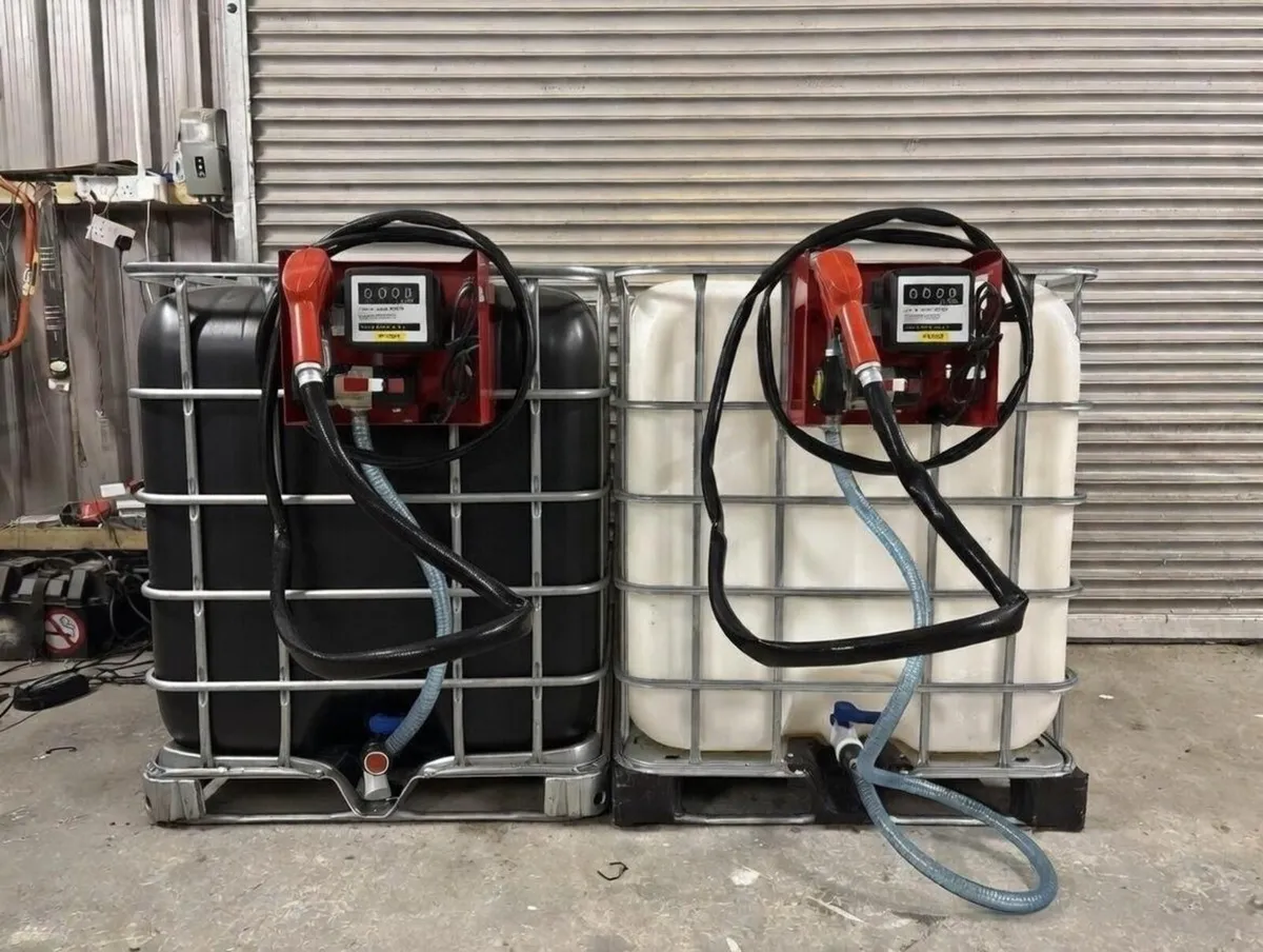 IBC tank (1000L) with fuel pump and meter. - Image 1