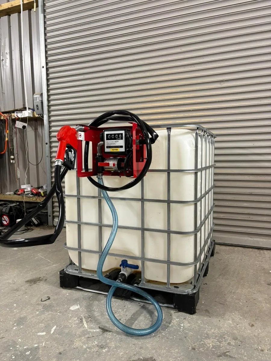 IBC tank (1000L) with fuel pump and meter. - Image 3