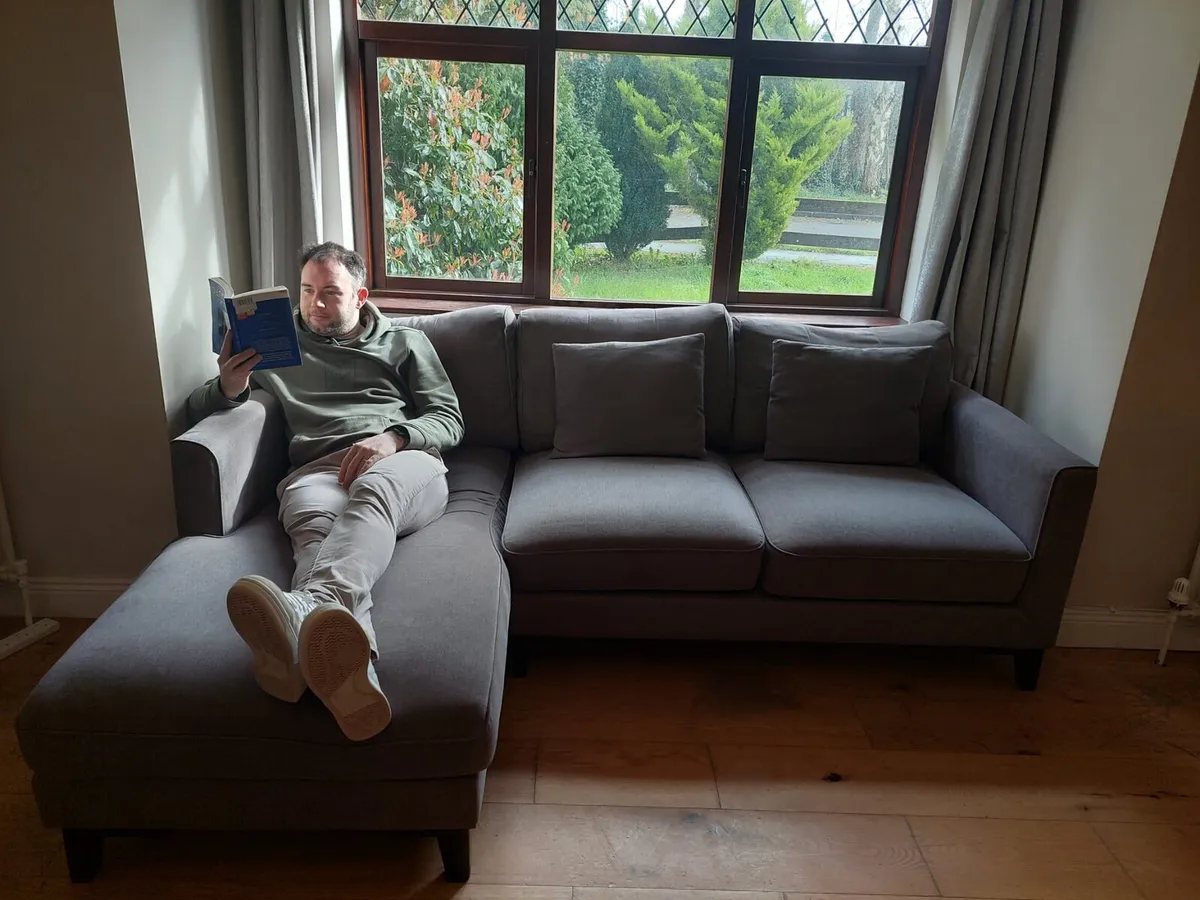 Grey L-Shaped Sofa + Matching 2-Seater – Excellent - Image 1