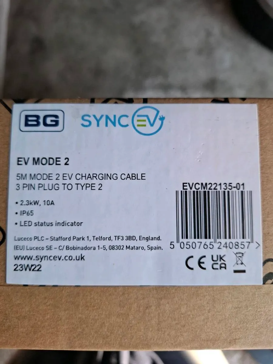 Synch EV 3 pin plug  to type 2 granny charging cab - Image 1