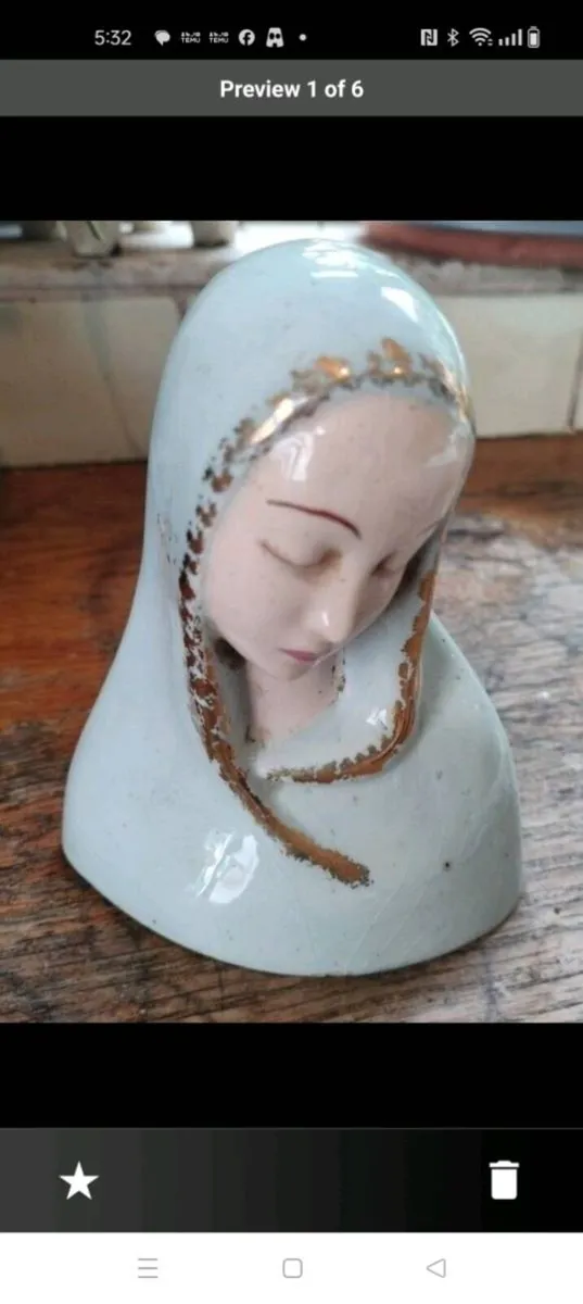 Holland mold ceramic Madonna glazed figure. With s - Image 1