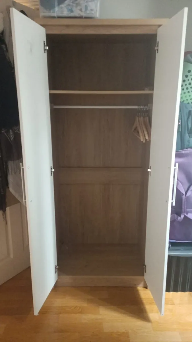 White & Brown Wardrobe + Chest of Drawers - Image 2