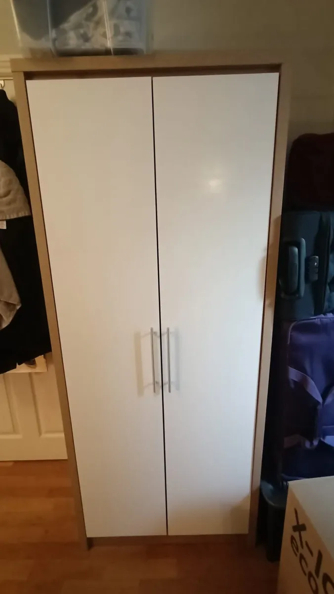 White & Brown Wardrobe + Chest of Drawers - Image 1
