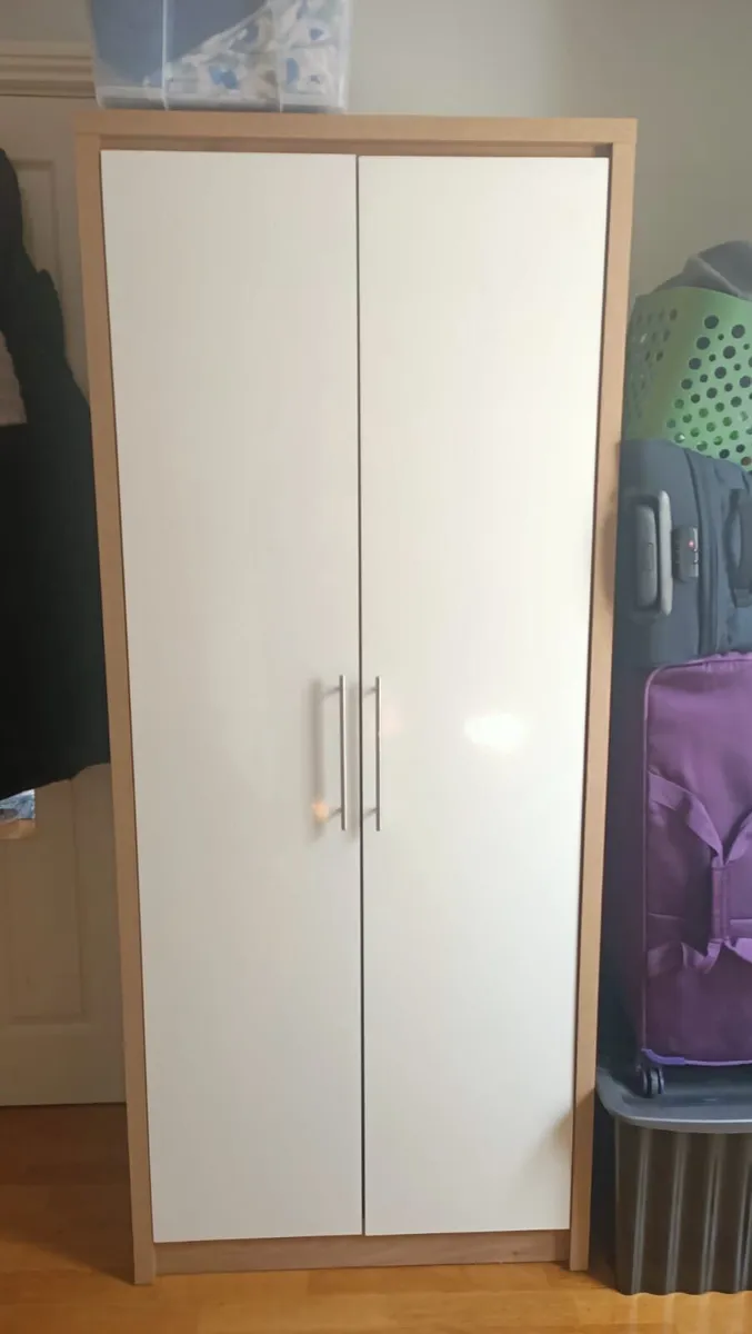 White & Brown Wardrobe + Chest of Drawers - Image 4