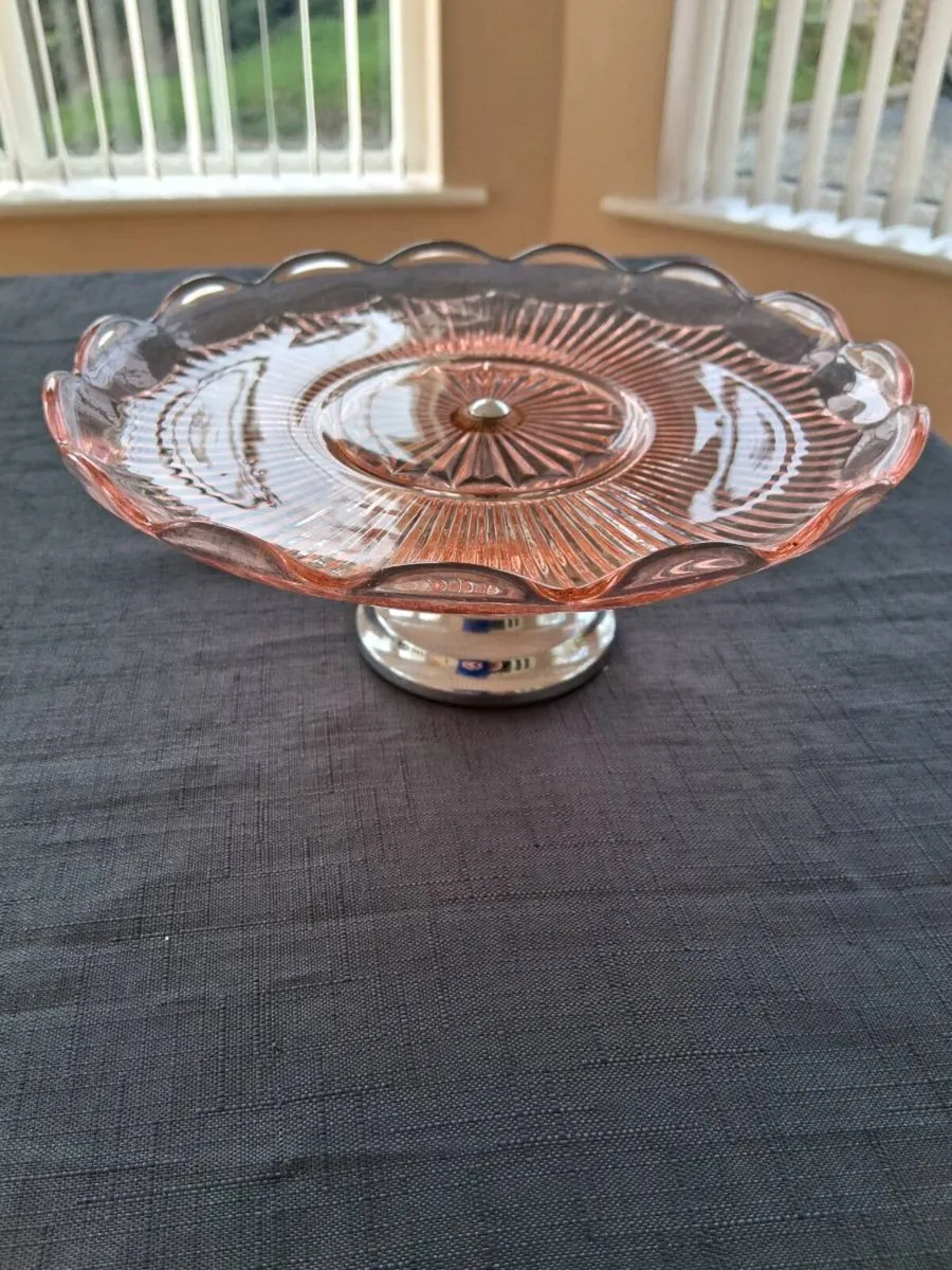 Pink Glass Colour Cake Stand - Image 1
