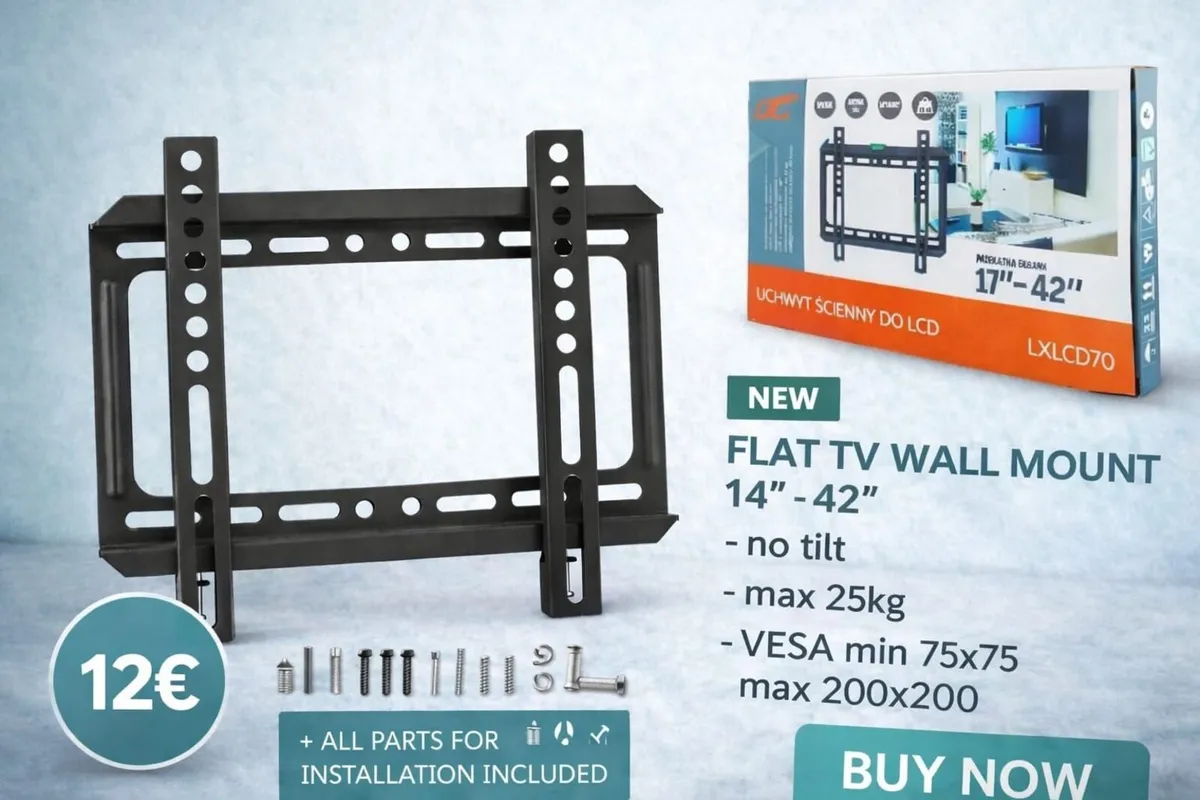 TV Wall Mount Flat Fixed 14" - 42" - Image 1