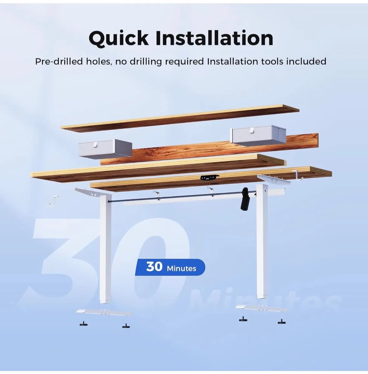 120 x 60 cm, Stable Sit-Stand Desk with Memory Con - Image 3